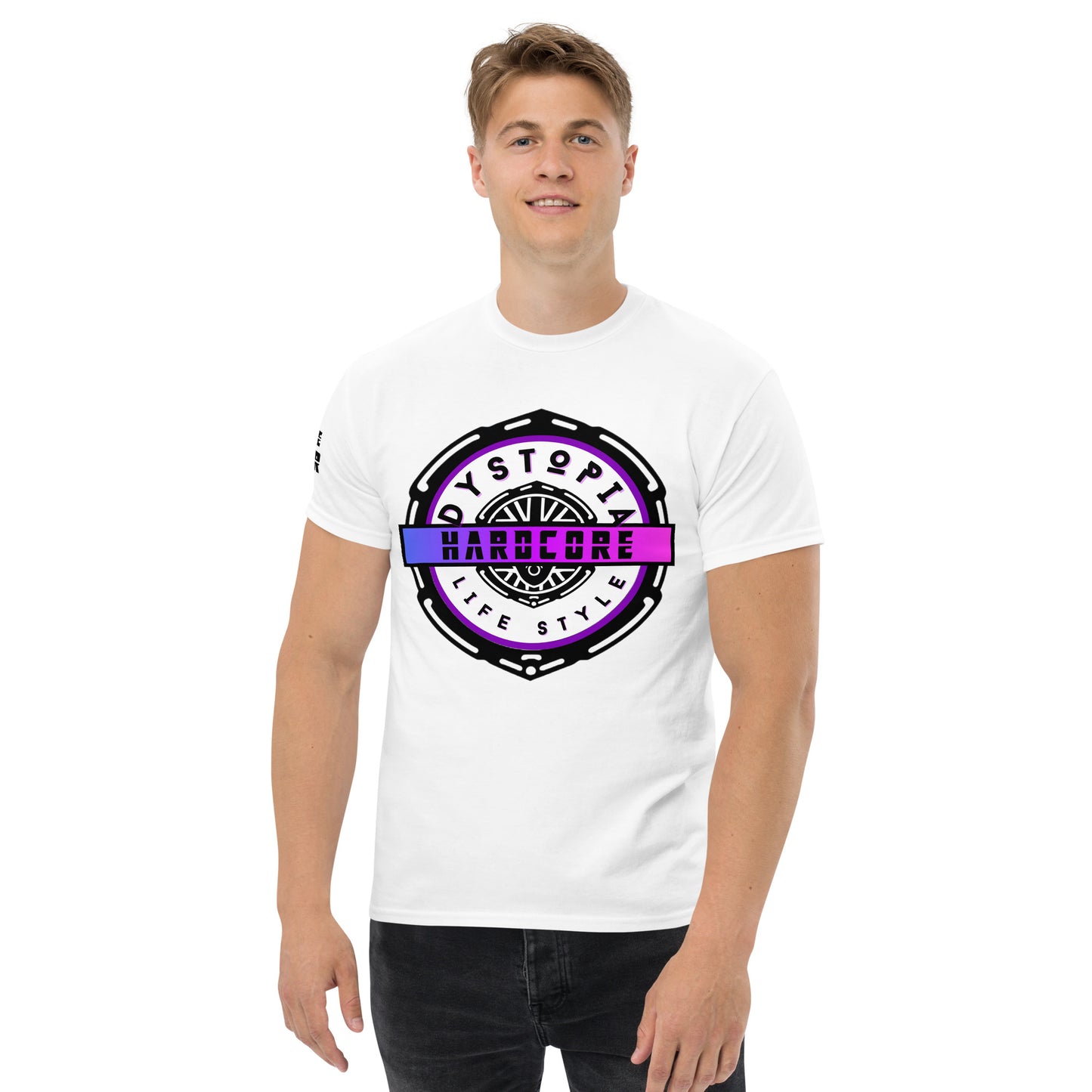 Hardcore Stamp | Purple T-shirt - Light - Premium T-shirt from Dystopia - Just €24.99! Shop now at Dystopia