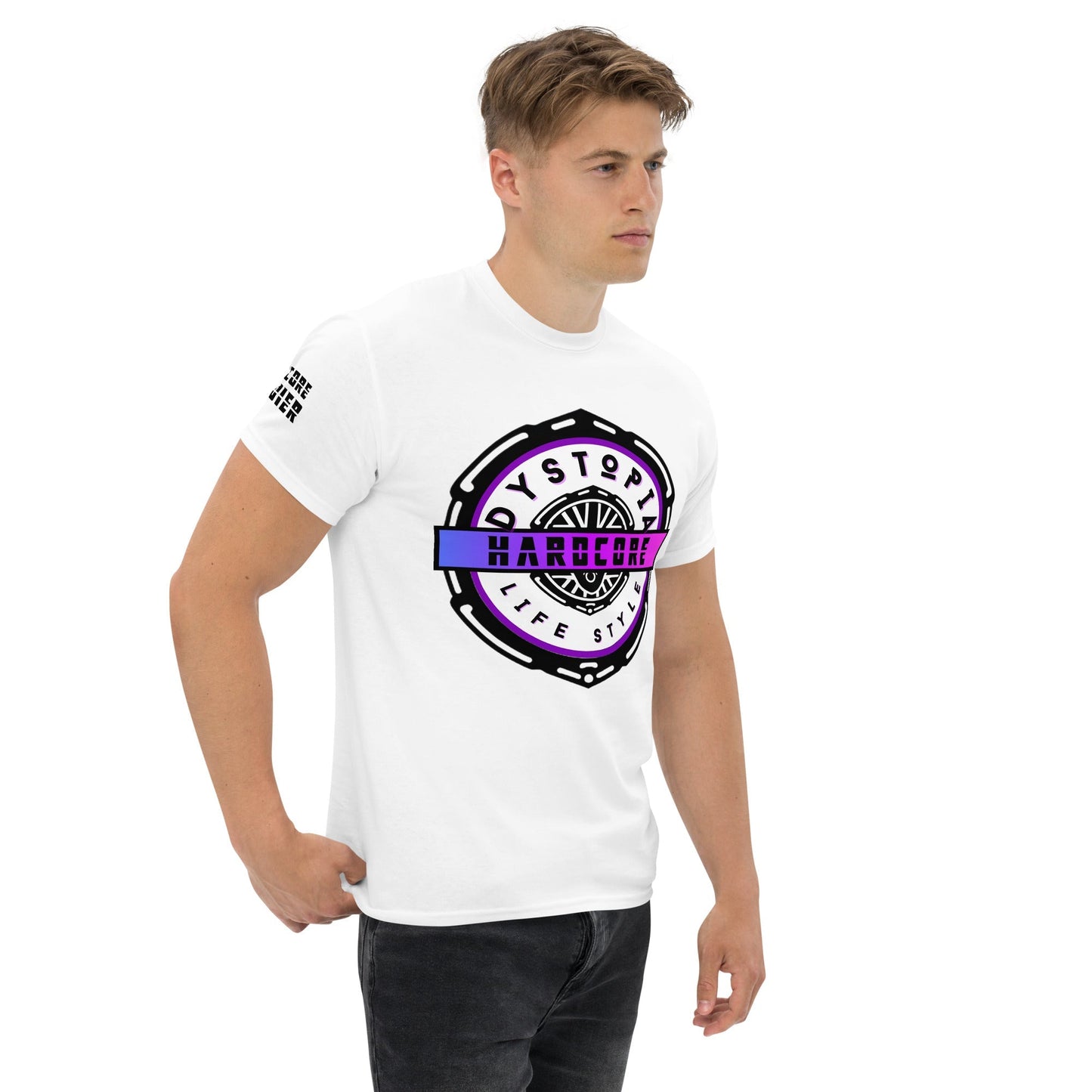 Hardcore Stamp | Purple T-shirt - Light - Premium T-shirt from Dystopia - Just €24.99! Shop now at Dystopia