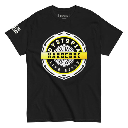 Hardcore Stamp | Yellow T-shirt - Dark - Premium T-shirt from Dystopia - Just €24.99! Shop now at Dystopia