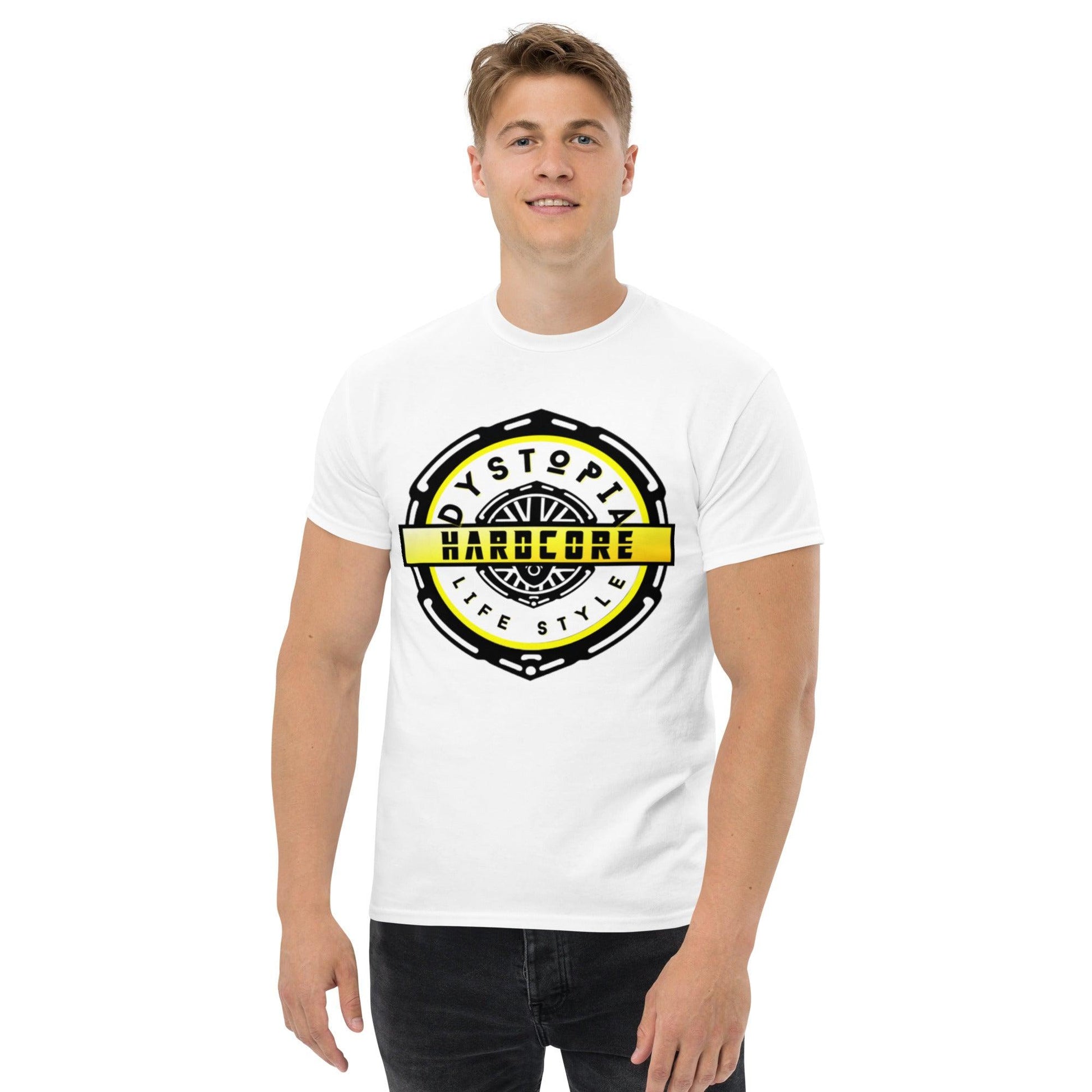 Hardcore Stamp | Yellow T-shirt - Light - Premium T-shirt from Dystopia - Just €24.99! Shop now at Dystopia