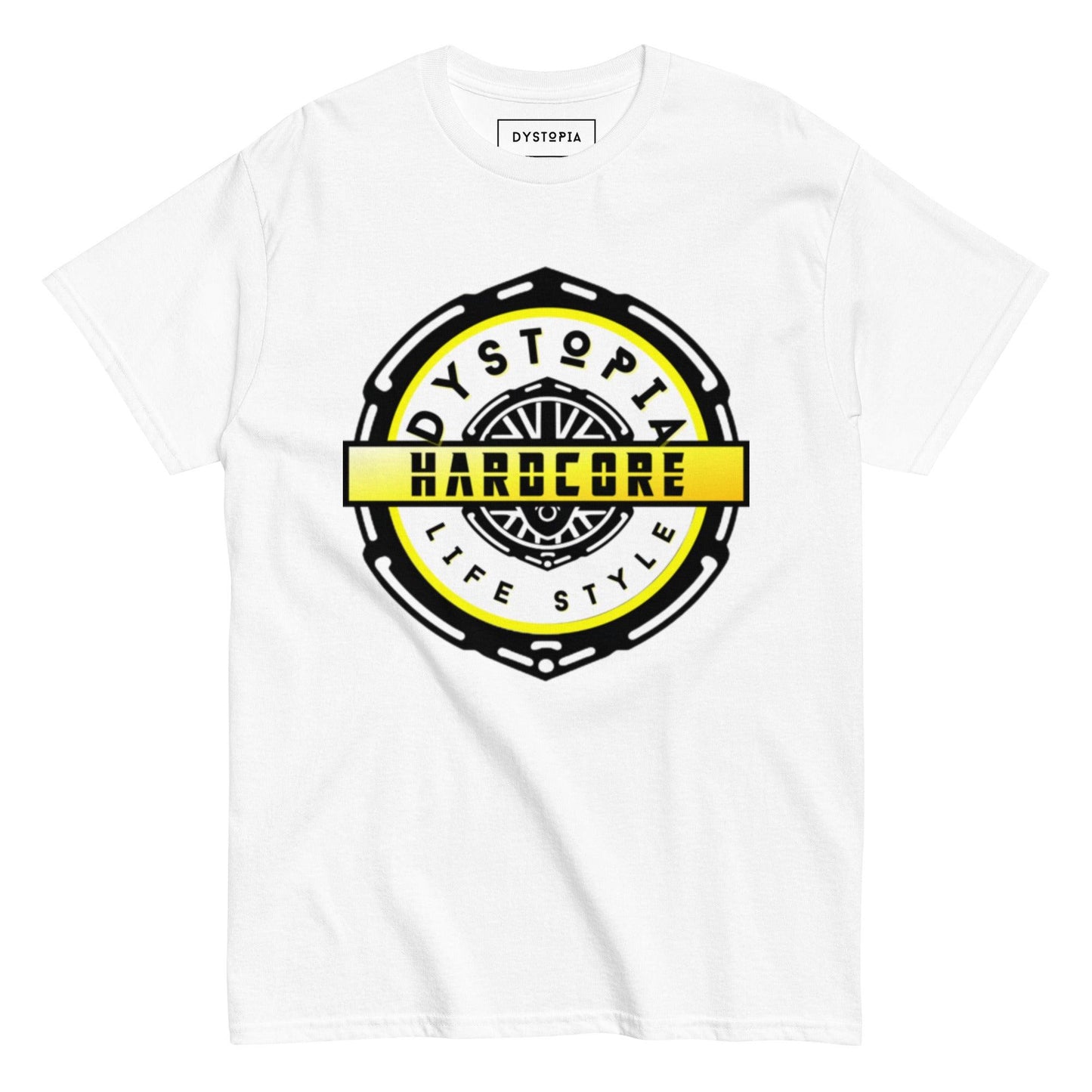 Hardcore Stamp | Yellow T-shirt - Light - Premium T-shirt from Dystopia - Just €24.99! Shop now at Dystopia