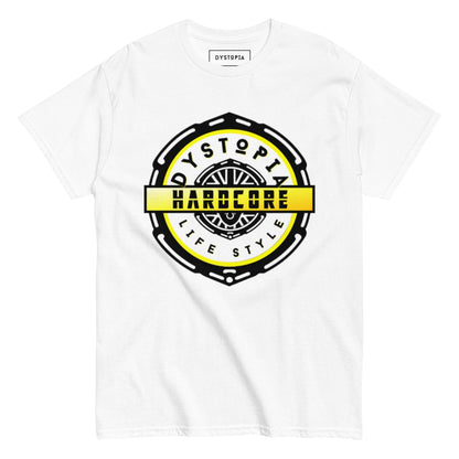 Hardcore Stamp | Yellow T-shirt - Light - Premium T-shirt from Dystopia - Just €24.99! Shop now at Dystopia