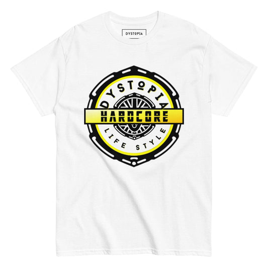 Hardcore Stamp | Yellow T-shirt - Light - Premium T-shirt from Dystopia - Just €24.99! Shop now at Dystopia